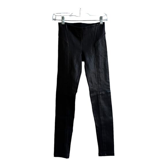 Theory Black 100% Lambskin Leather Leggings Size 0 $998 - Picture 3 of 8